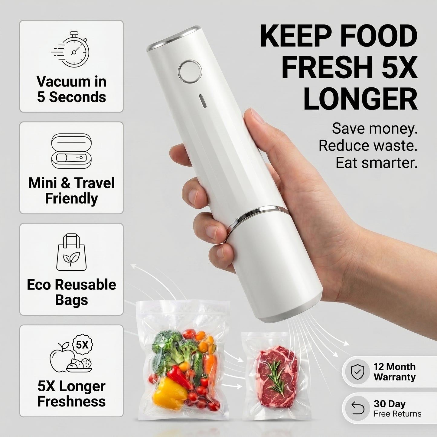 Solvia™ FreshSeal – Portable Vacuum Food Sealer