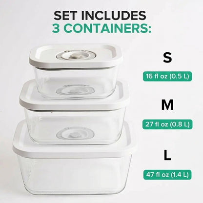 Solvia™ Glass Vacuum Containers (3-Pack)